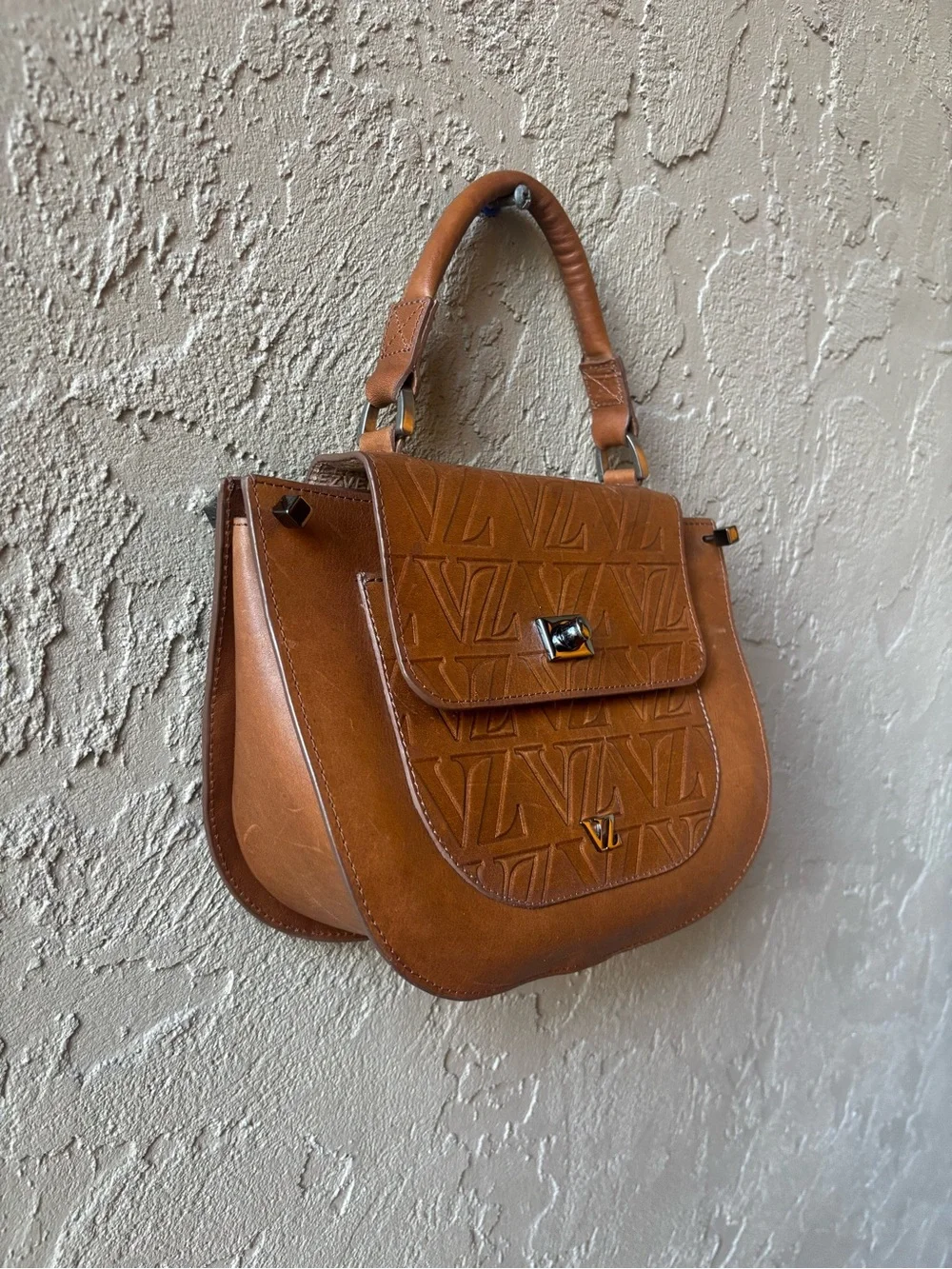 VELEZ Designer Tan Leather Top-Handle Satchel